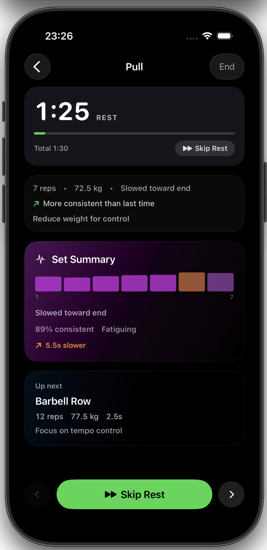RepSense iPhone insights screen