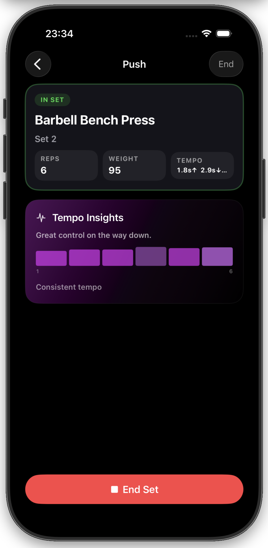 RepSense live and post-set insights on iPhone