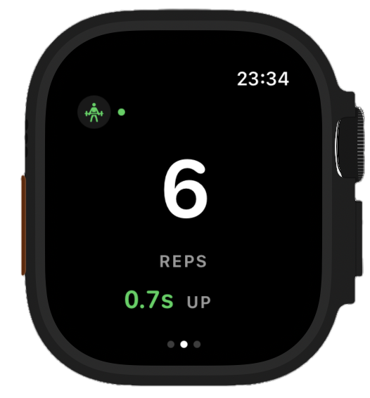 RepSense Apple Watch live tempo screen