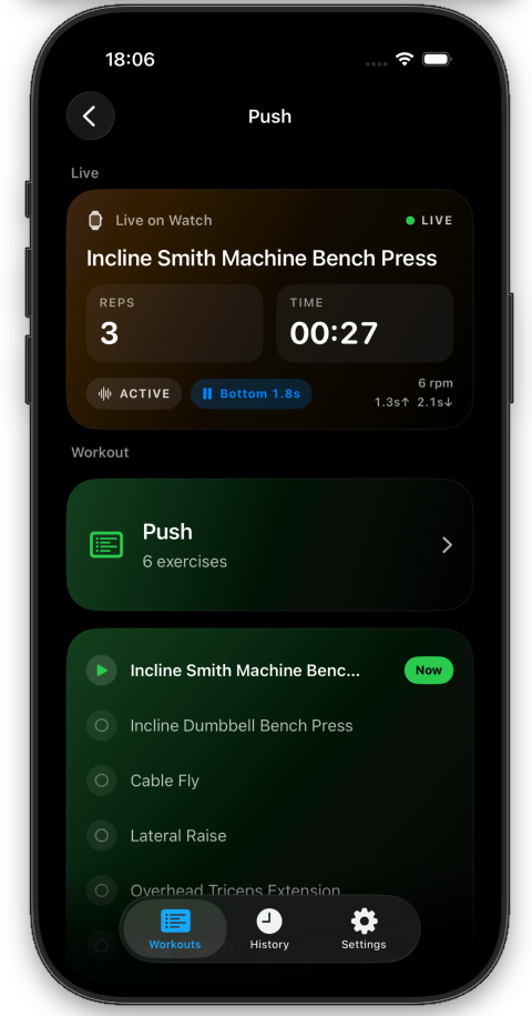RepRange iOS live view
