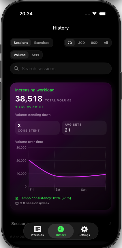 RepSense progress screen