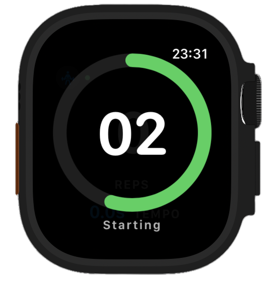 RepSense Apple Watch workout screen